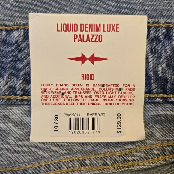 Lucky Brand Wide Leg Liquid Denim Luxe Palazzo Jeans in River 30 Capsule NWT - Picture 7 of 12